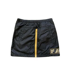 $148 LF Nylon Windbreaker Mini Short Skirt Zipper Front Elastic Waist Black S